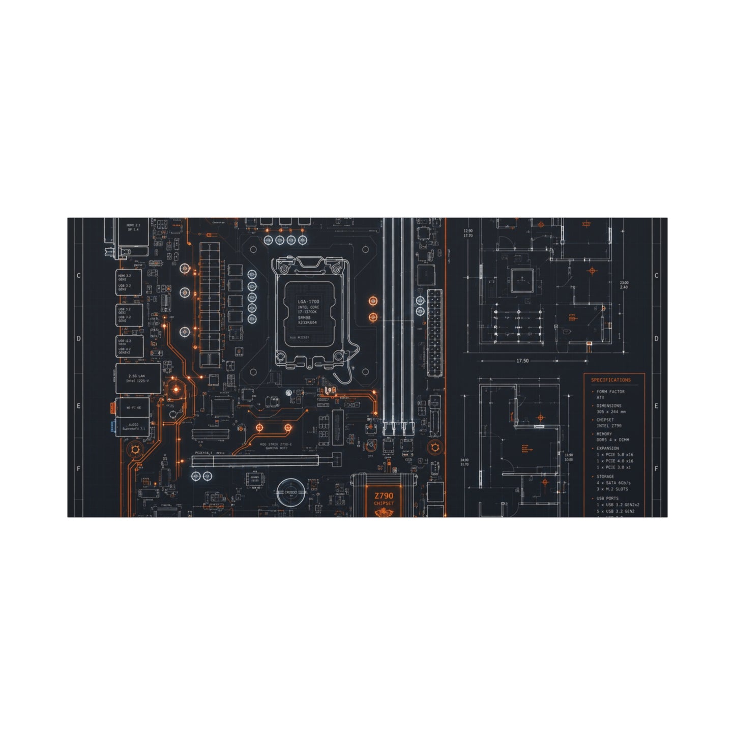 Custom Printed Circuit Board Matte Canvas Wall Art – 60 Sizes, Vertical, Horizontal & Square