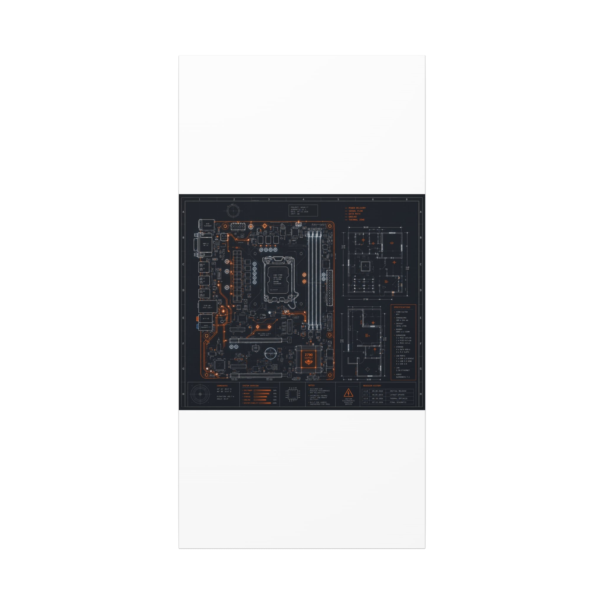 Custom Printed Minimalist Circuit Board Matte Canvas
