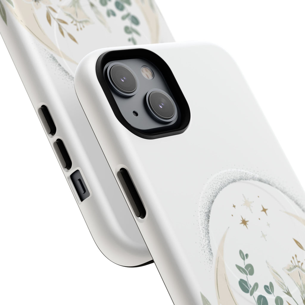 Floral Moon Magnetic Phone Case — Botanical iPhone Tough Case with Ring