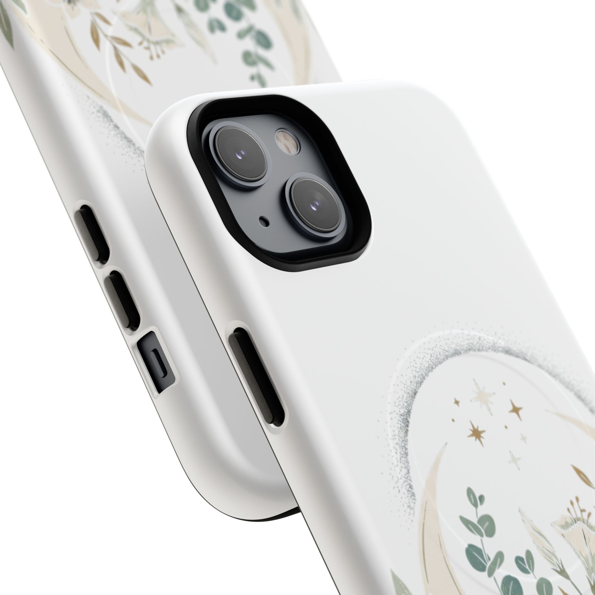 Floral Moon Magnetic Phone Case — Botanical iPhone Tough Case with Ring