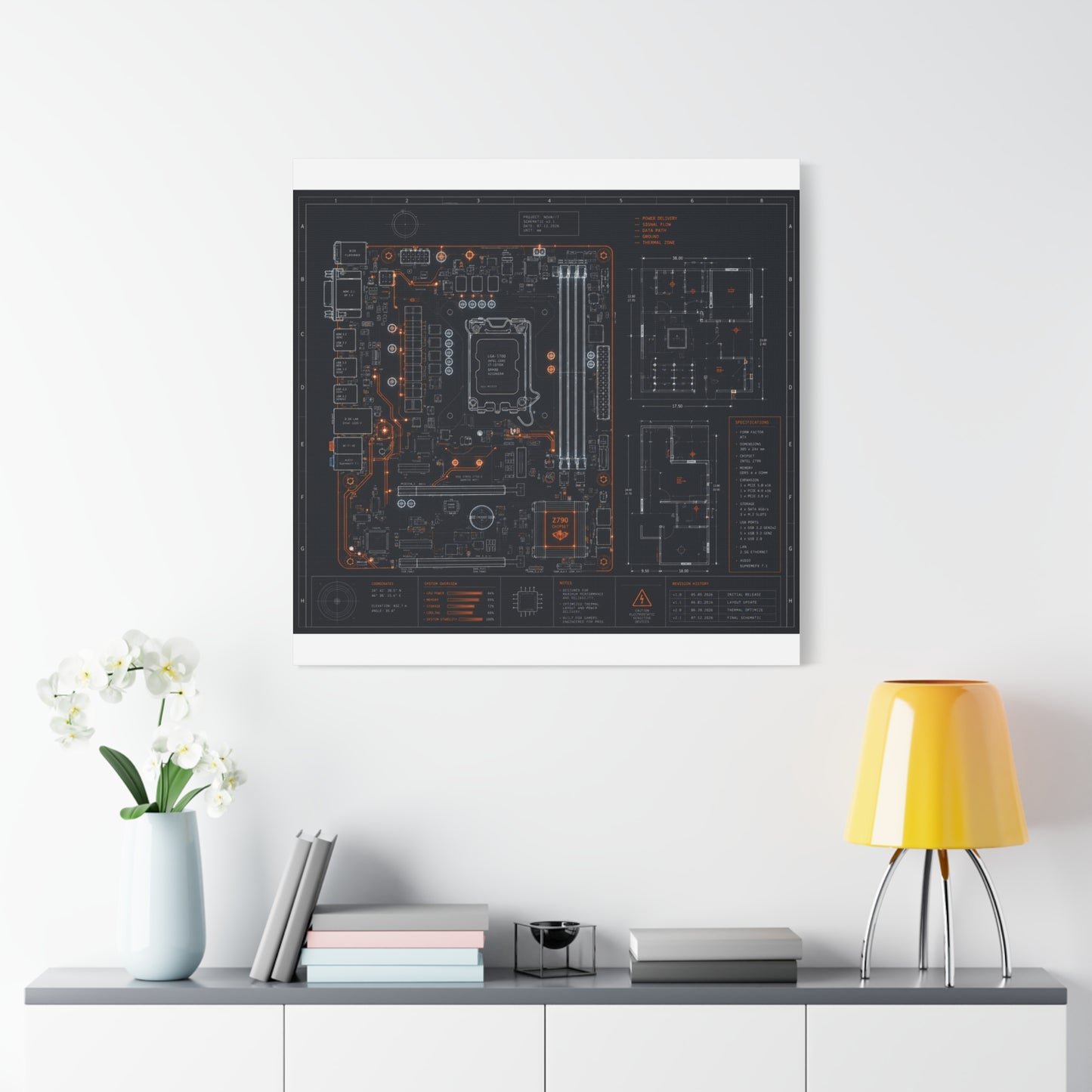Custom Printed Circuit Board Matte Canvas Wall Art – 60 Sizes, Vertical, Horizontal & Square