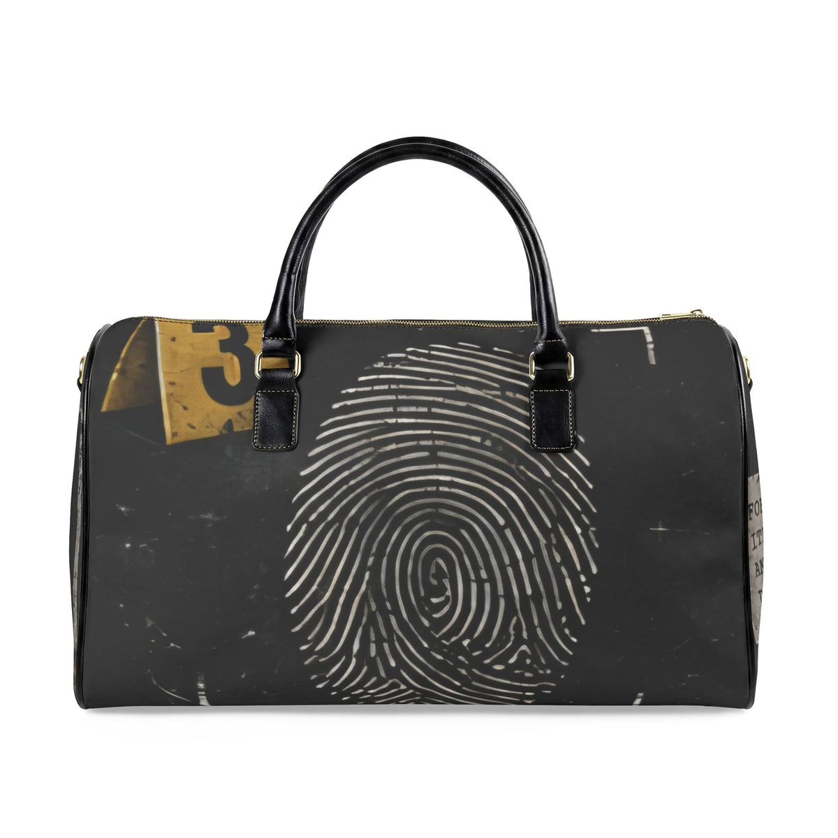 Custom Printed Unsolved Case File Faux Leather Travel Bag – Detective Crime Scene Duffle with Fingerprint Design - Mayon Finds