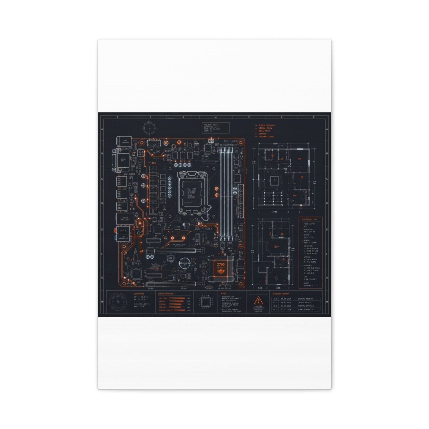 Custom Printed Circuit Board Matte Canvas Wall Art – 60 Sizes, Vertical, Horizontal & Square
