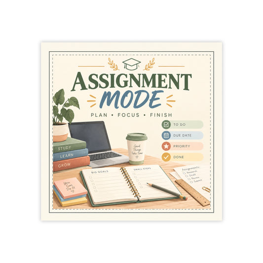 Custom Printed Assignment Mode Post-it Note Pad — Study Planner Sticky Notes for Students, To-Do, Due Dates & Priorities - Mayon Finds