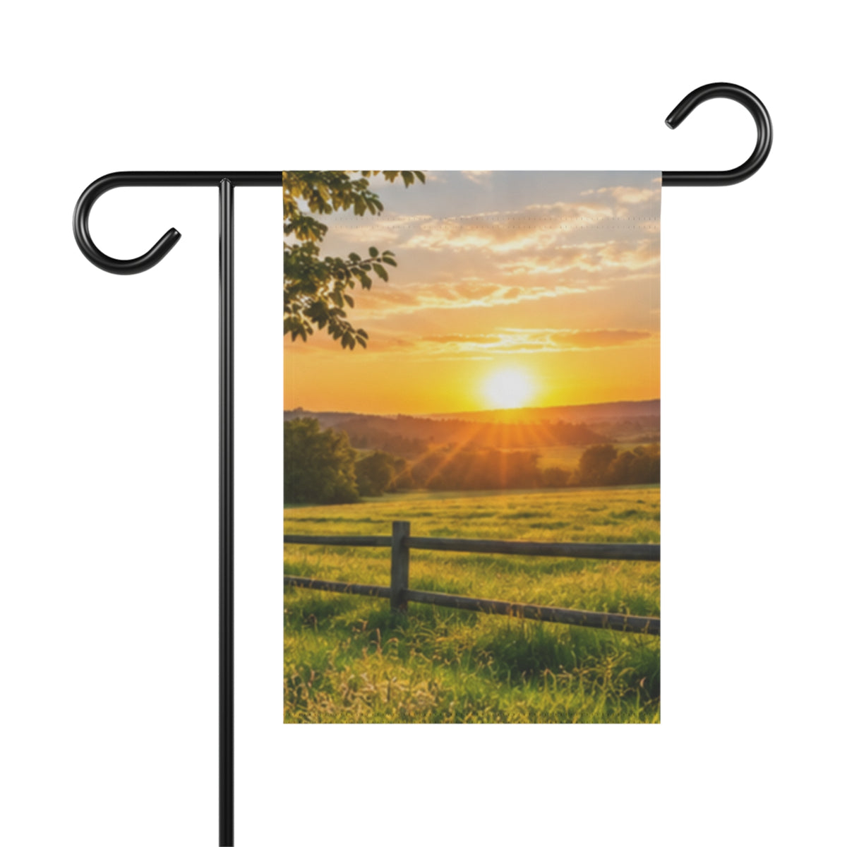 Custom Printed Sunrise Countryside Garden Flag — Scenic Farmhouse Yard Banner - Mayon Finds