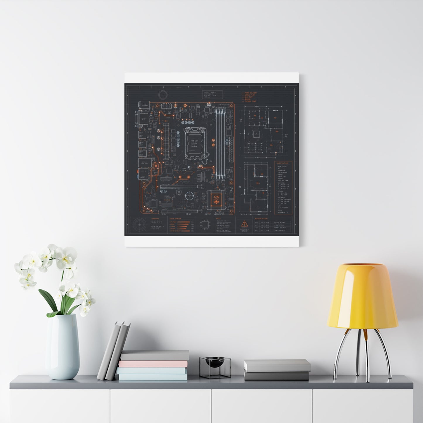 Custom Printed Circuit Board Matte Canvas Wall Art – 60 Sizes, Vertical, Horizontal & Square