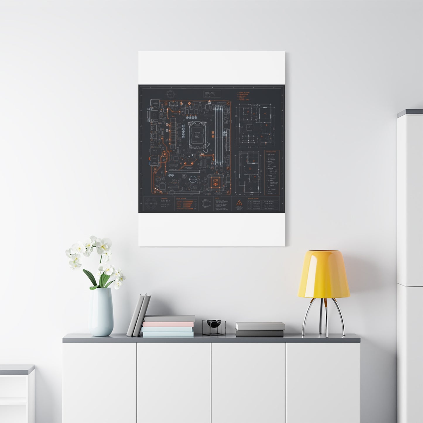 Custom Printed Circuit Board Matte Canvas Wall Art – 60 Sizes, Vertical, Horizontal & Square