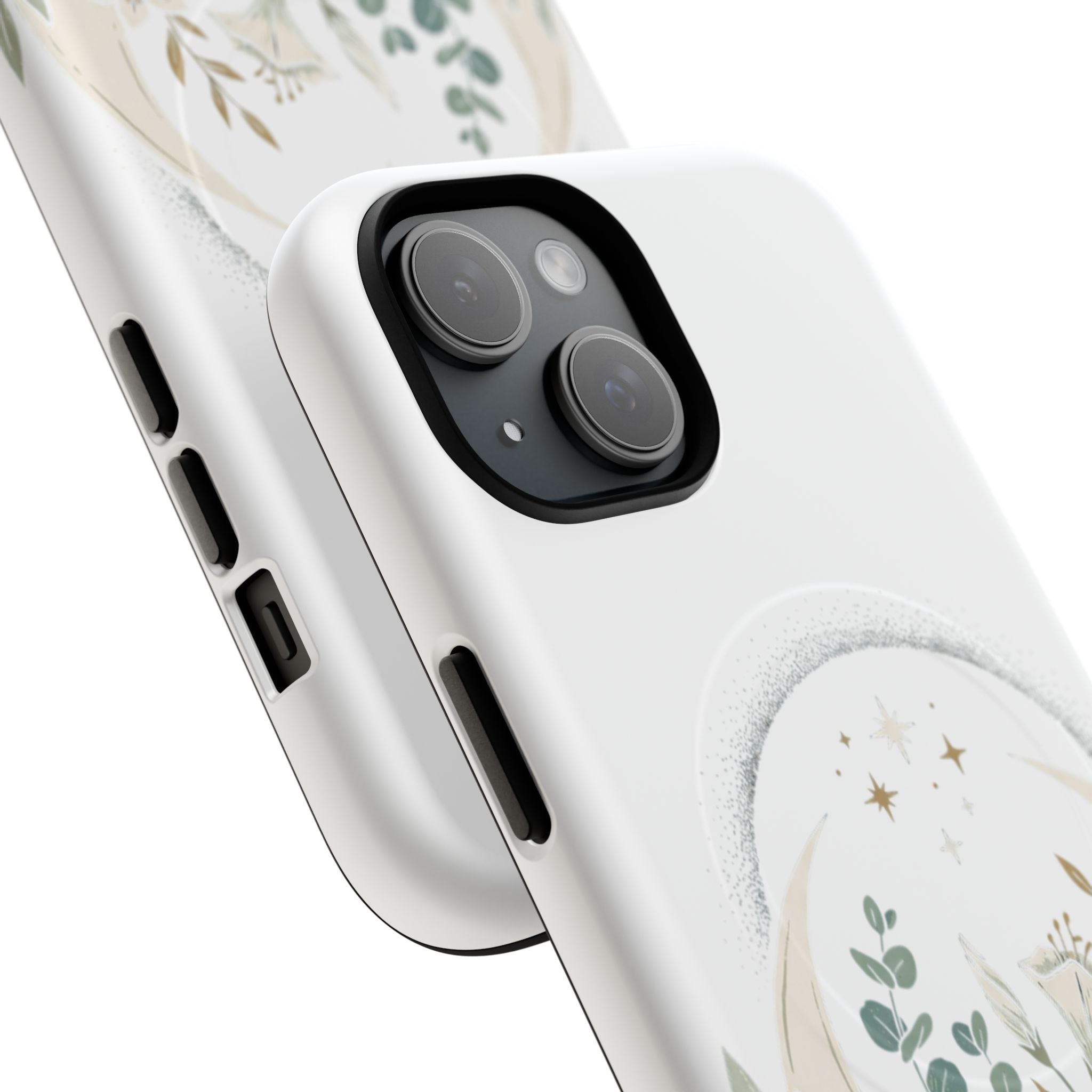 Floral Moon Magnetic Phone Case — Botanical iPhone Tough Case with Ring