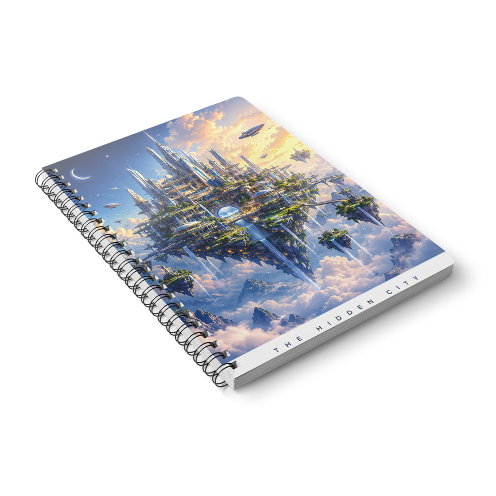 Custom Engraved A5 Wirobound Notebook — "The Hidden City" Fantasy Floating Island Journal