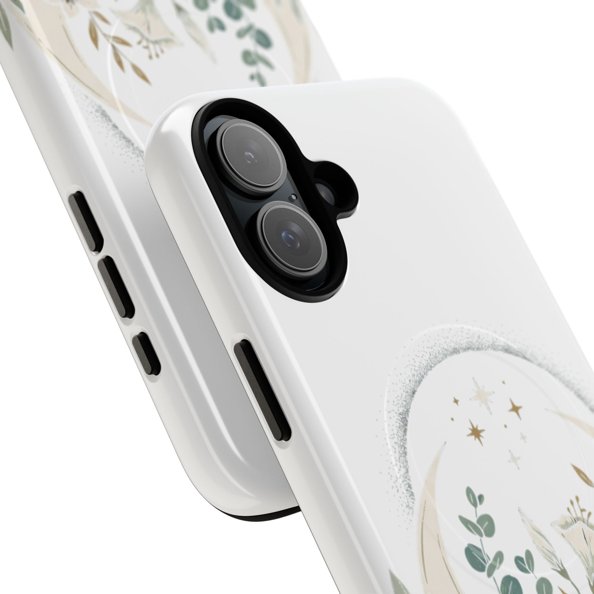 Floral Moon Magnetic Phone Case — Botanical iPhone Tough Case with Ring