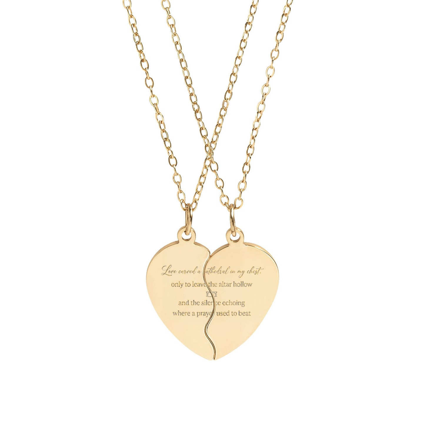 Custom Engraved Break Apart Heart Necklace Set