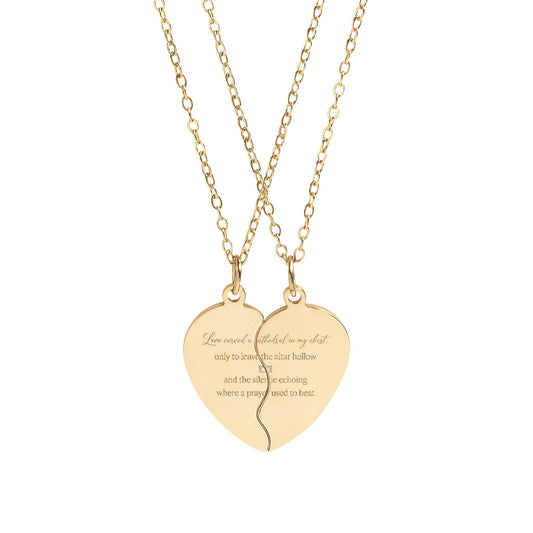 Custom Engraved Break Apart Heart Necklace Set