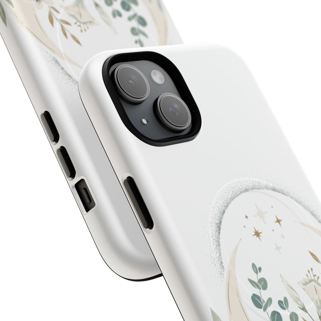 Floral Moon Magnetic Phone Case — Botanical iPhone Tough Case with Ring