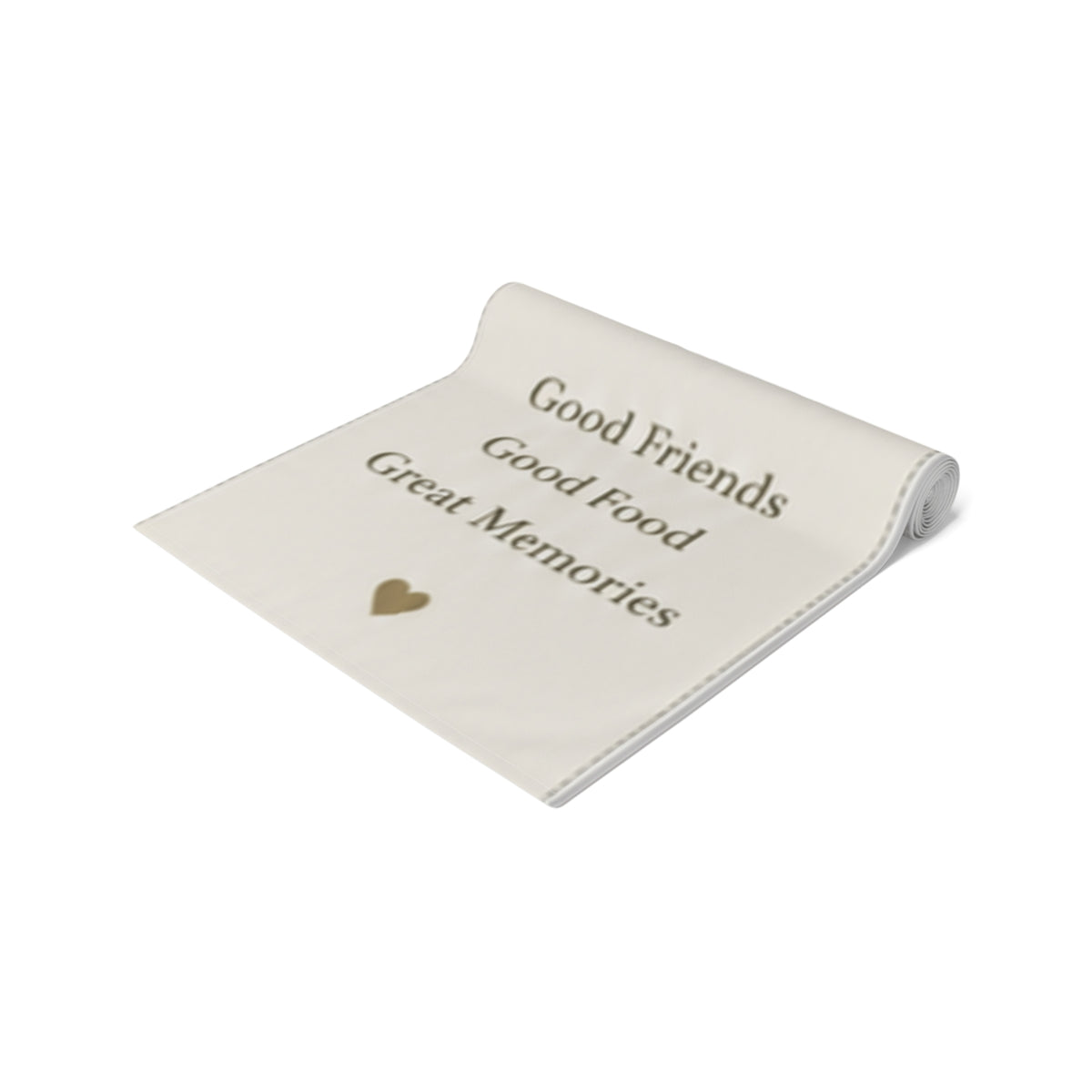 Custom Printed Welcome to Our Gathering Table Runner — 'Good Friends, Good Food, Great Memories' (Rustic Greenery, Holiday & Family Entertaining) - Mayon Finds