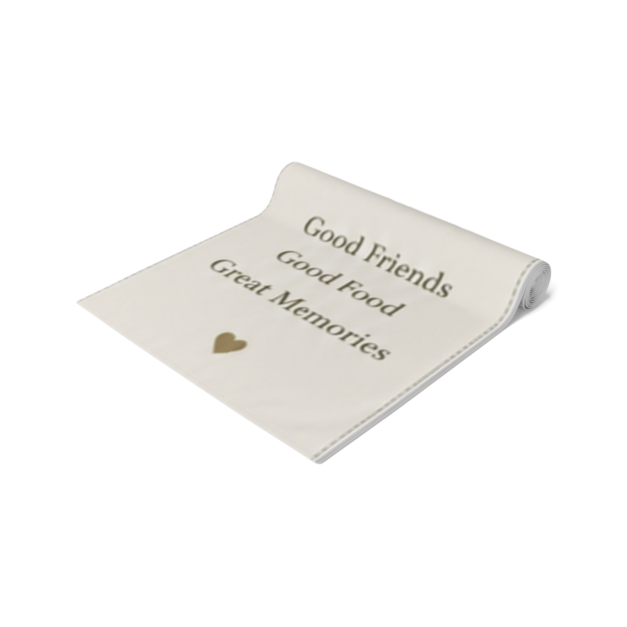 Custom Printed  Welcome to Our Gathering Table Runner — 'Good Friends, Good Food, Great Memories' (Rustic Greenery, Holiday & Family Entertaining)