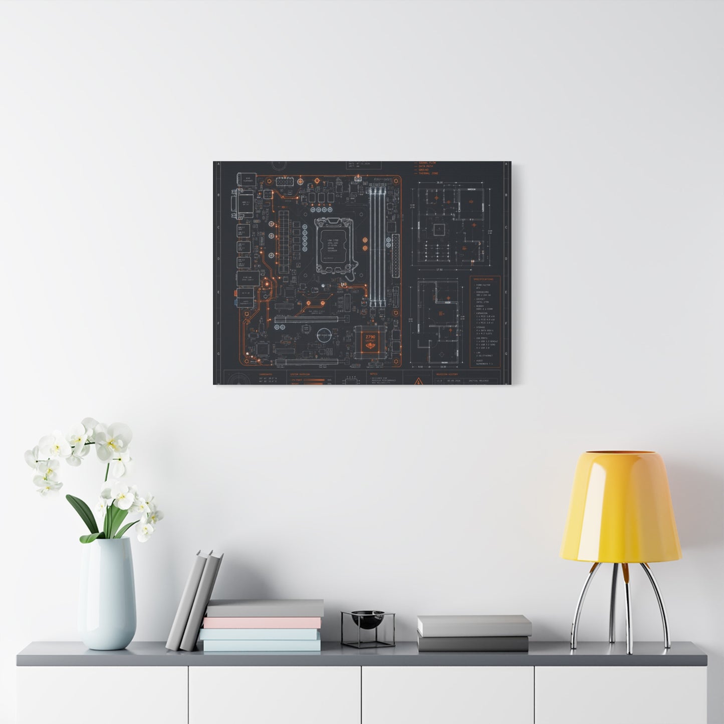 Custom Printed Circuit Board Matte Canvas Wall Art – 60 Sizes, Vertical, Horizontal & Square