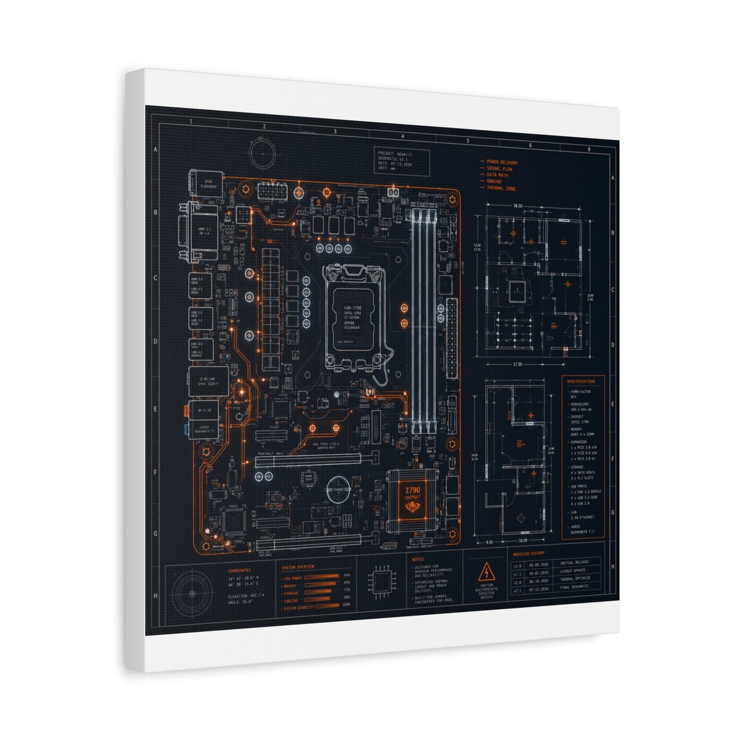 Custom Printed Circuit Board Matte Canvas Wall Art – 60 Sizes, Vertical, Horizontal & Square