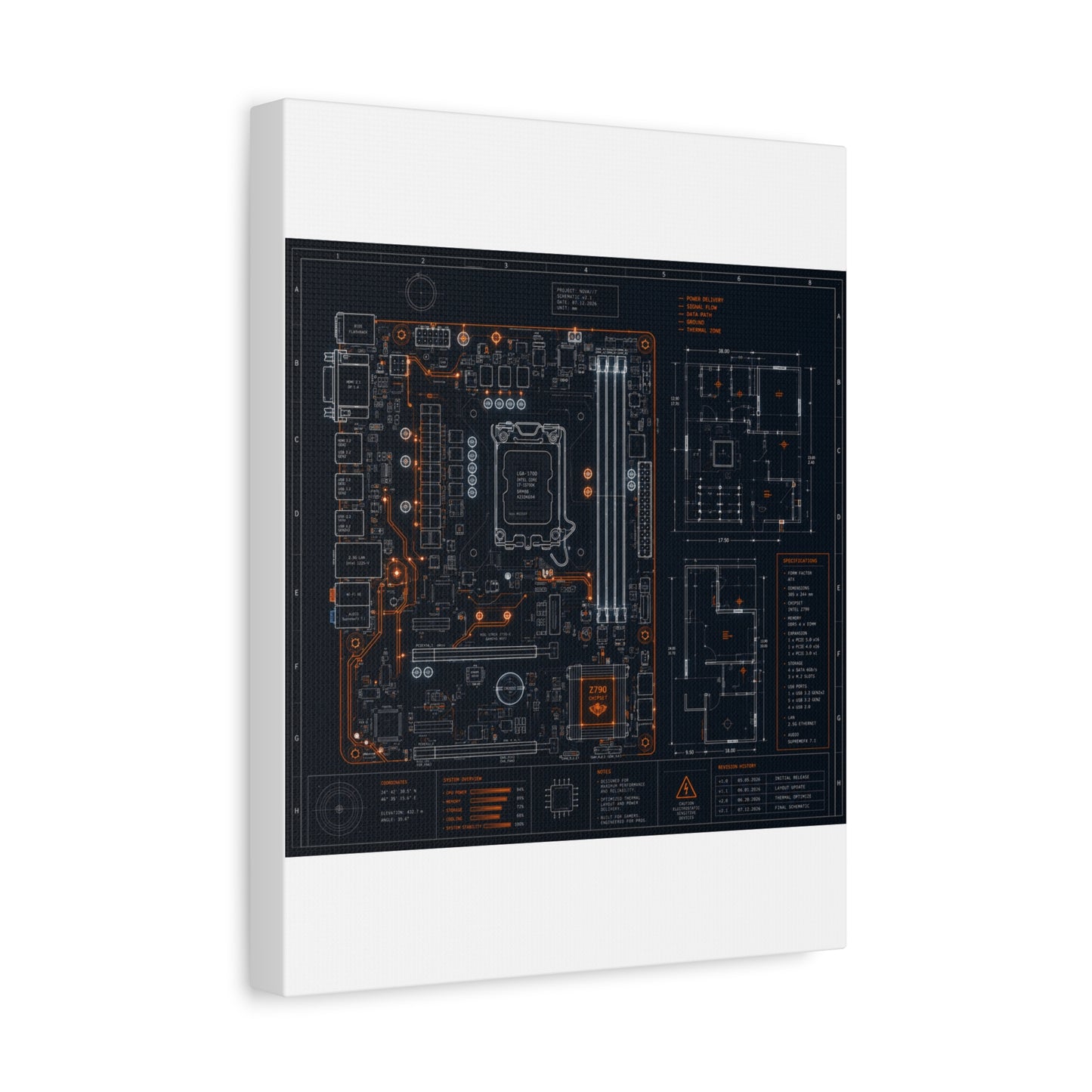 Custom Printed Circuit Board Matte Canvas Wall Art – 60 Sizes, Vertical, Horizontal & Square
