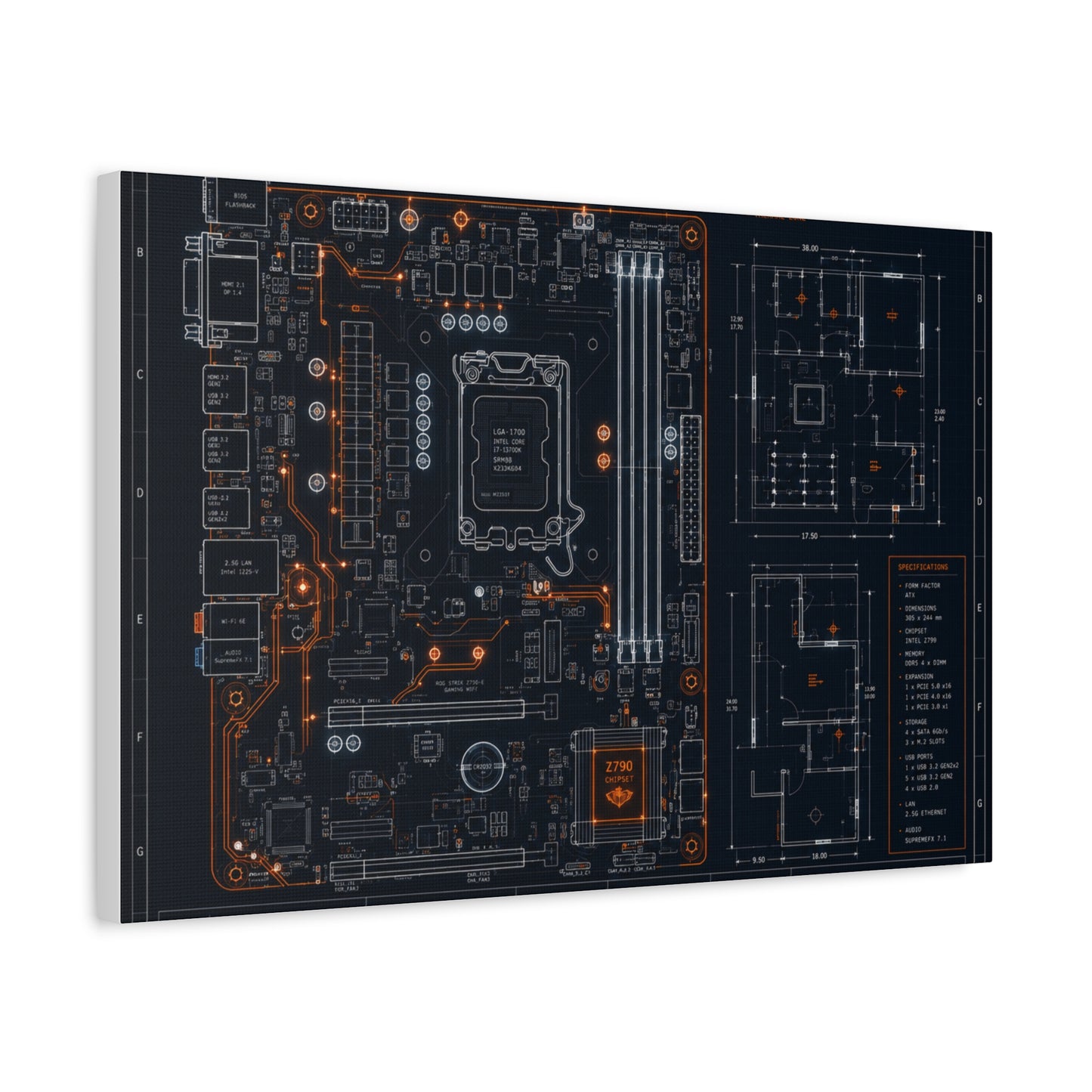 Custom Printed Circuit Board Matte Canvas Wall Art – 60 Sizes, Vertical, Horizontal & Square