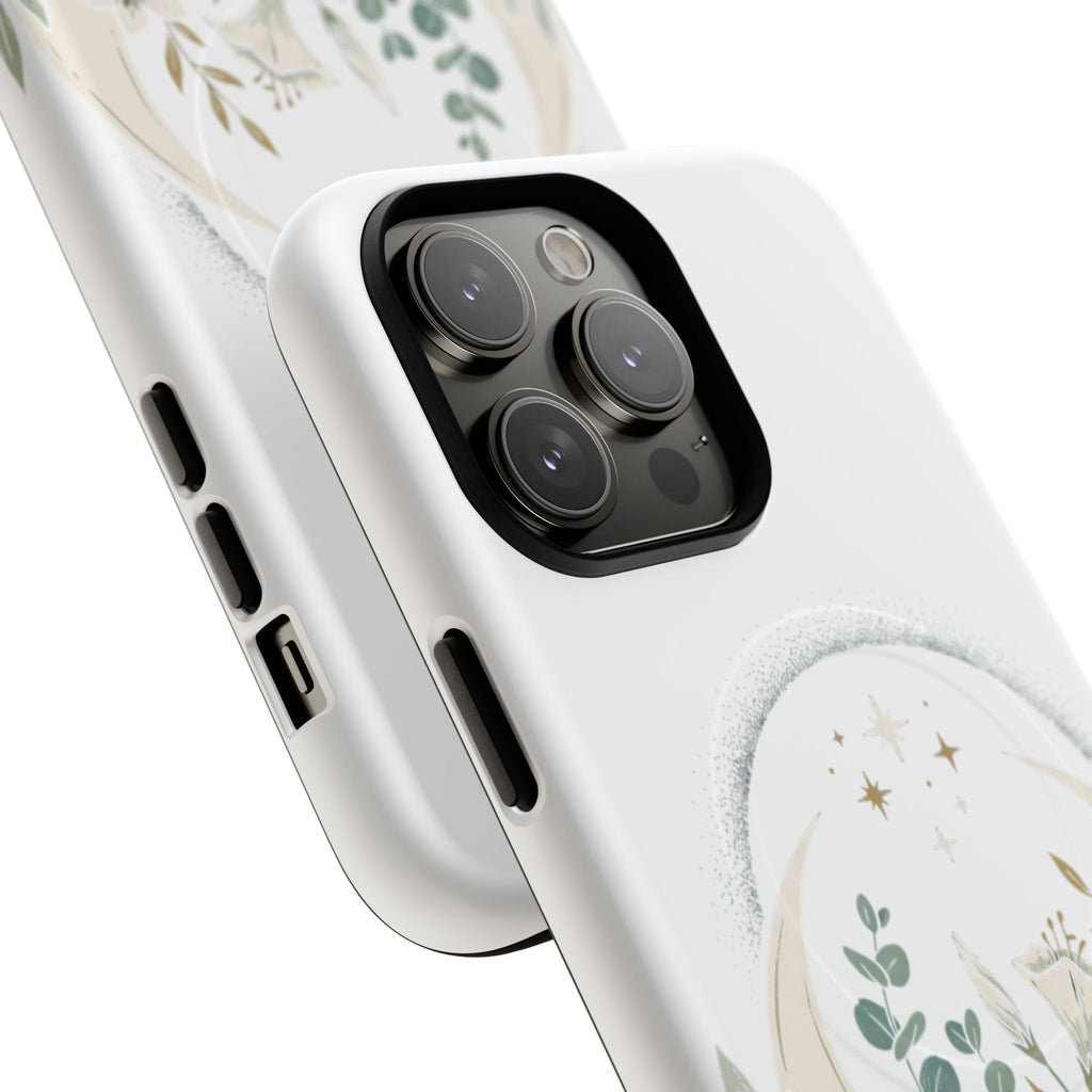 Floral Moon Magnetic Phone Case — Botanical iPhone Tough Case with Ring