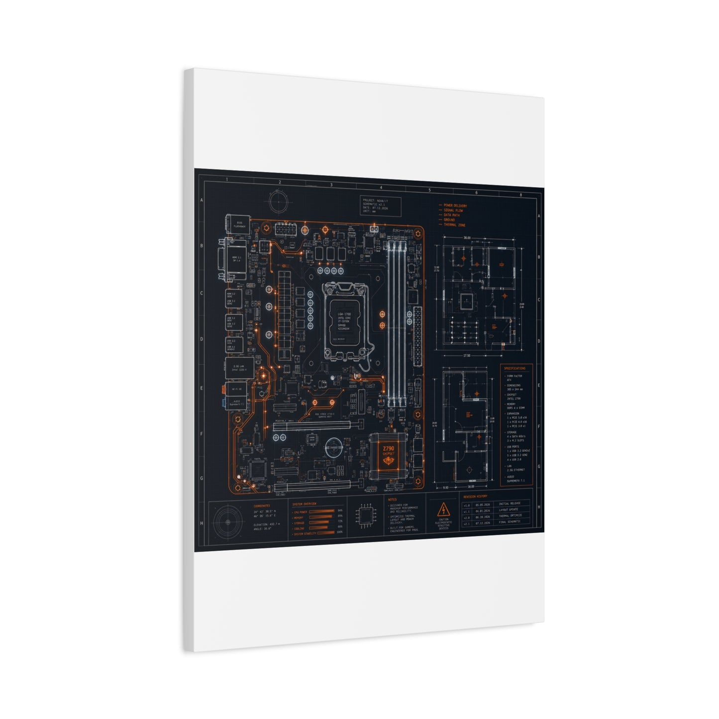 Custom Printed Circuit Board Matte Canvas Wall Art – 60 Sizes, Vertical, Horizontal & Square