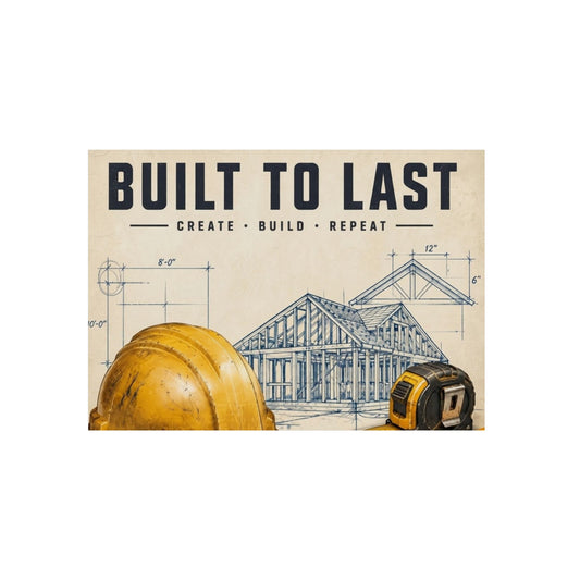 Custom Printed Built to Last Wall Art — Construction Blueprint Aluminum Panel - Mayon Finds