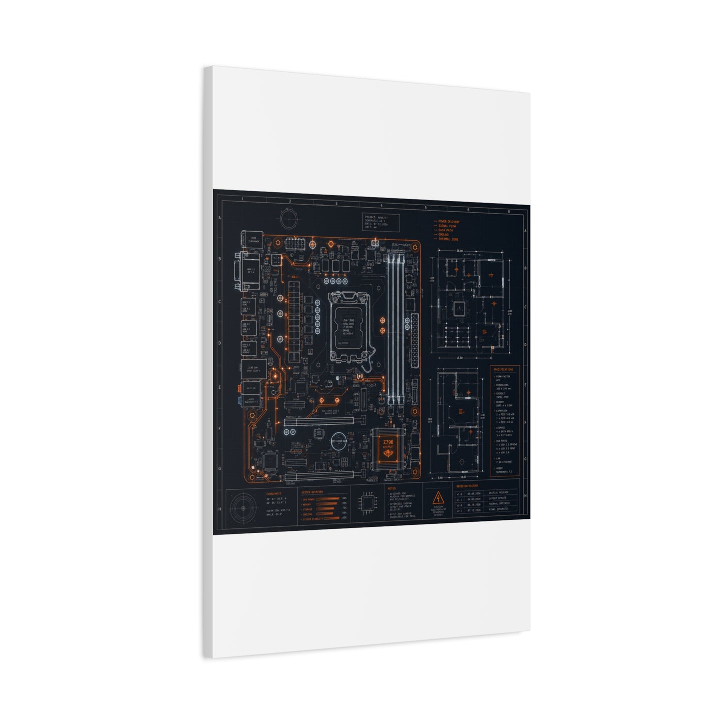 Custom Printed Circuit Board Matte Canvas Wall Art – 60 Sizes, Vertical, Horizontal & Square