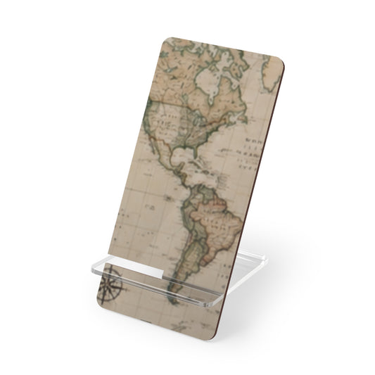 Custom Printed Vintage World Map Phone Stand – Decorative Mobile Display Stand for Smartphones