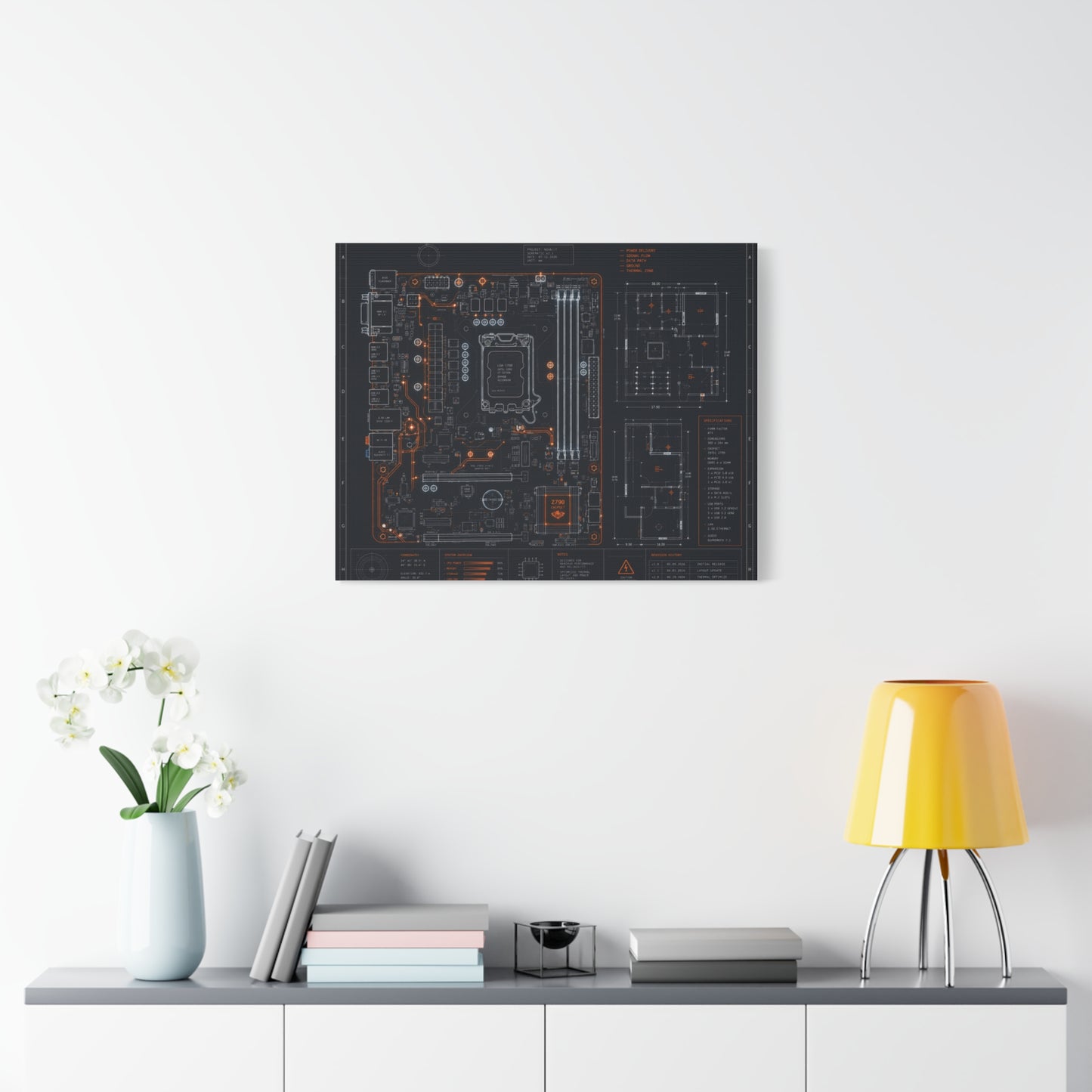 Custom Printed Circuit Board Matte Canvas Wall Art – 60 Sizes, Vertical, Horizontal & Square