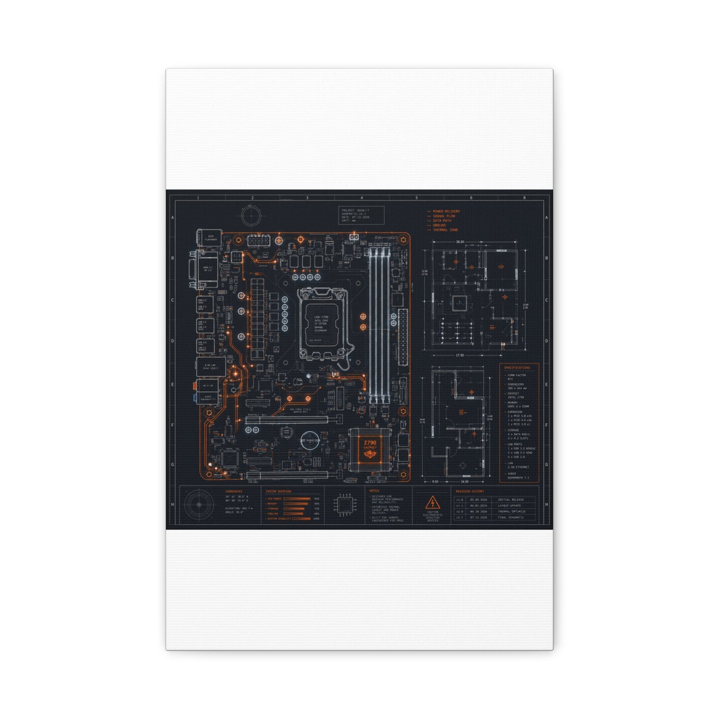 Custom Printed Circuit Board Matte Canvas Wall Art – 60 Sizes, Vertical, Horizontal & Square