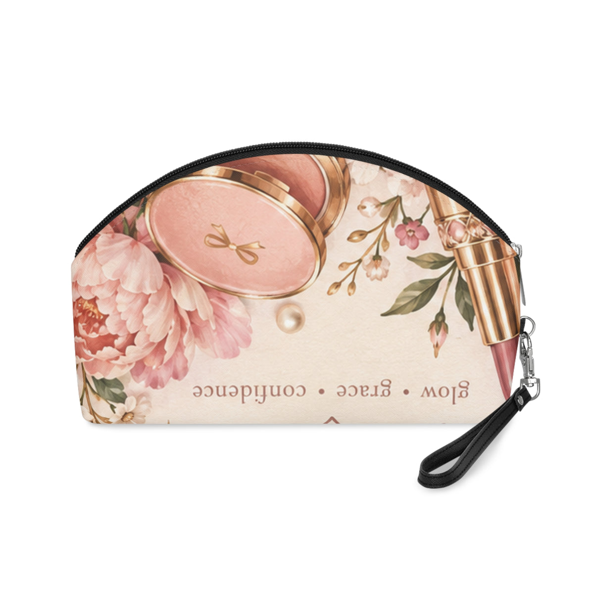Custom Printed Floral Perfume Makeup Bag — Pink Peony Cosmetic Pouch - Mayon Finds