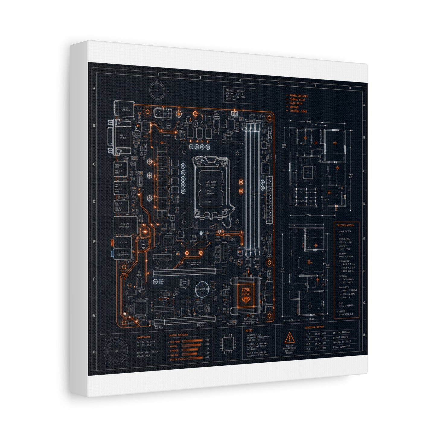 Custom Printed Circuit Board Matte Canvas Wall Art – 60 Sizes, Vertical, Horizontal & Square