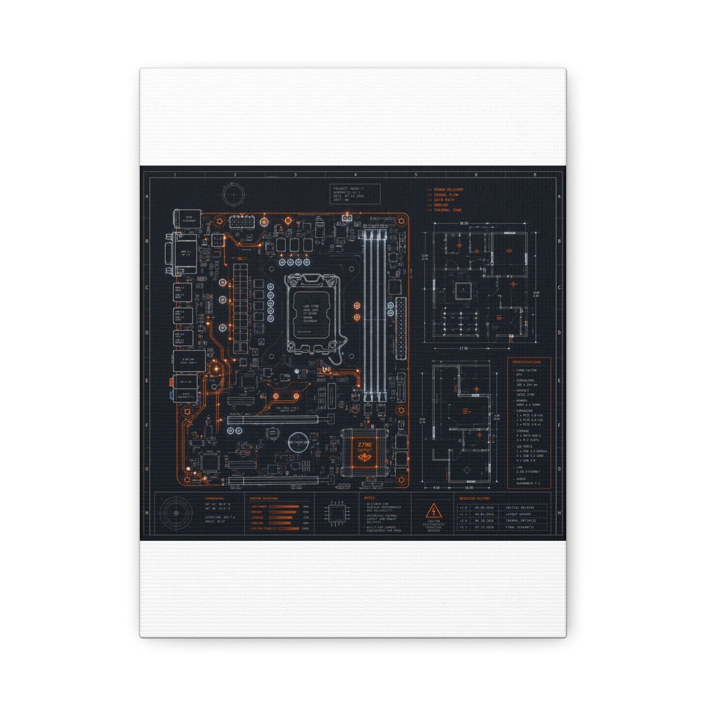 Custom Printed Circuit Board Matte Canvas Wall Art – 60 Sizes, Vertical, Horizontal & Square