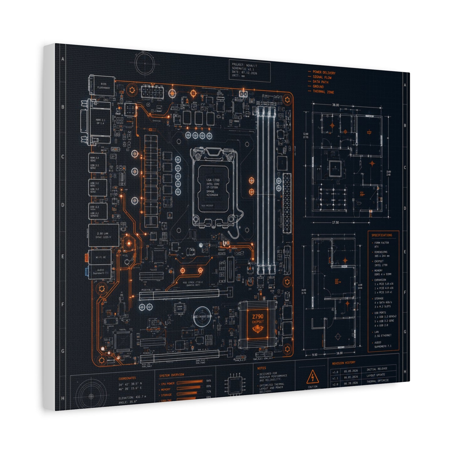 Custom Printed Circuit Board Matte Canvas Wall Art – 60 Sizes, Vertical, Horizontal & Square