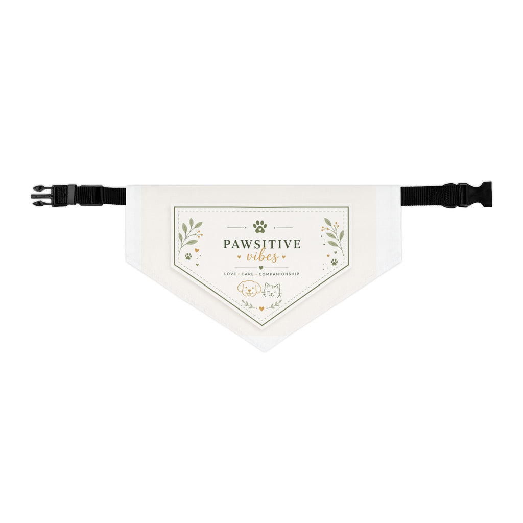 Custom Engraved Bandana Collar — "Pawsitive Vibes" Floral Pet Scarf