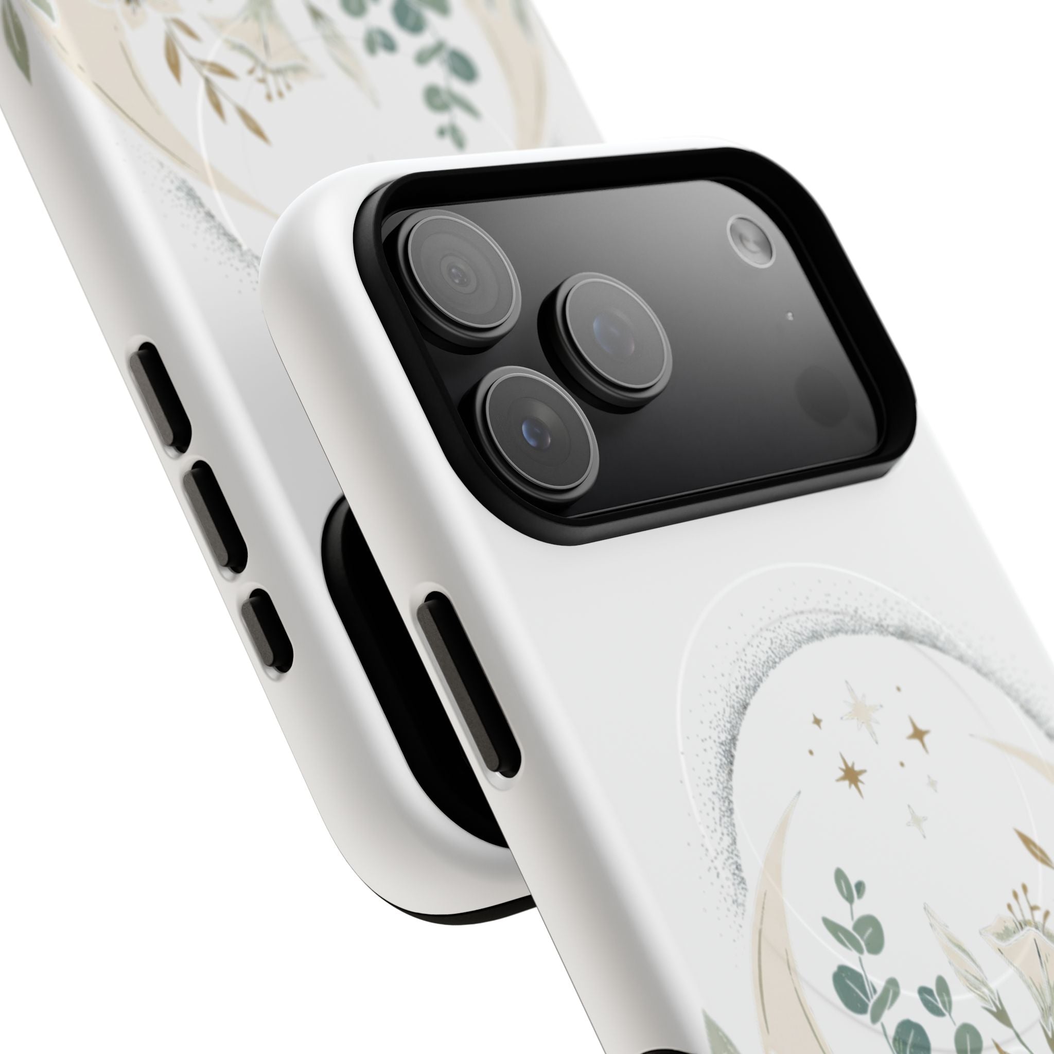 Floral Moon Magnetic Phone Case — Botanical iPhone Tough Case with Ring
