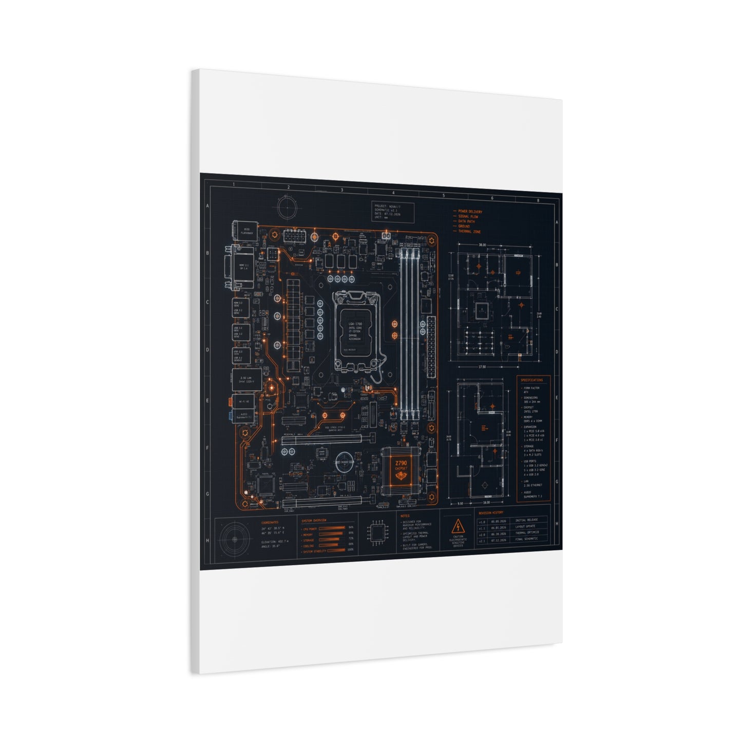 Custom Printed Circuit Board Matte Canvas Wall Art – 60 Sizes, Vertical, Horizontal & Square