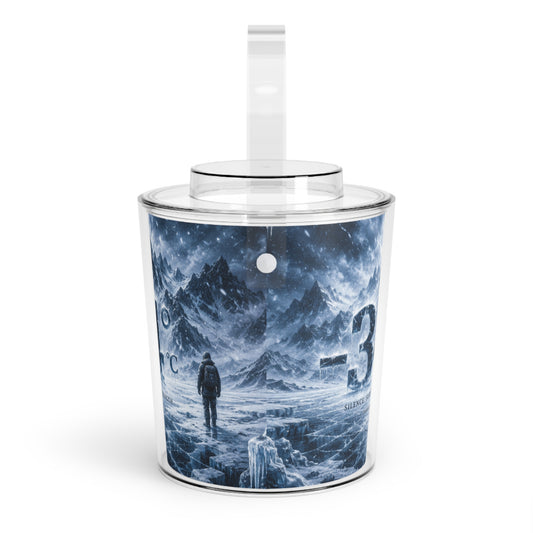 Custom Printed Ice Bucket — Arctic Survival Graphic (-34C) with Mountains & Explorer