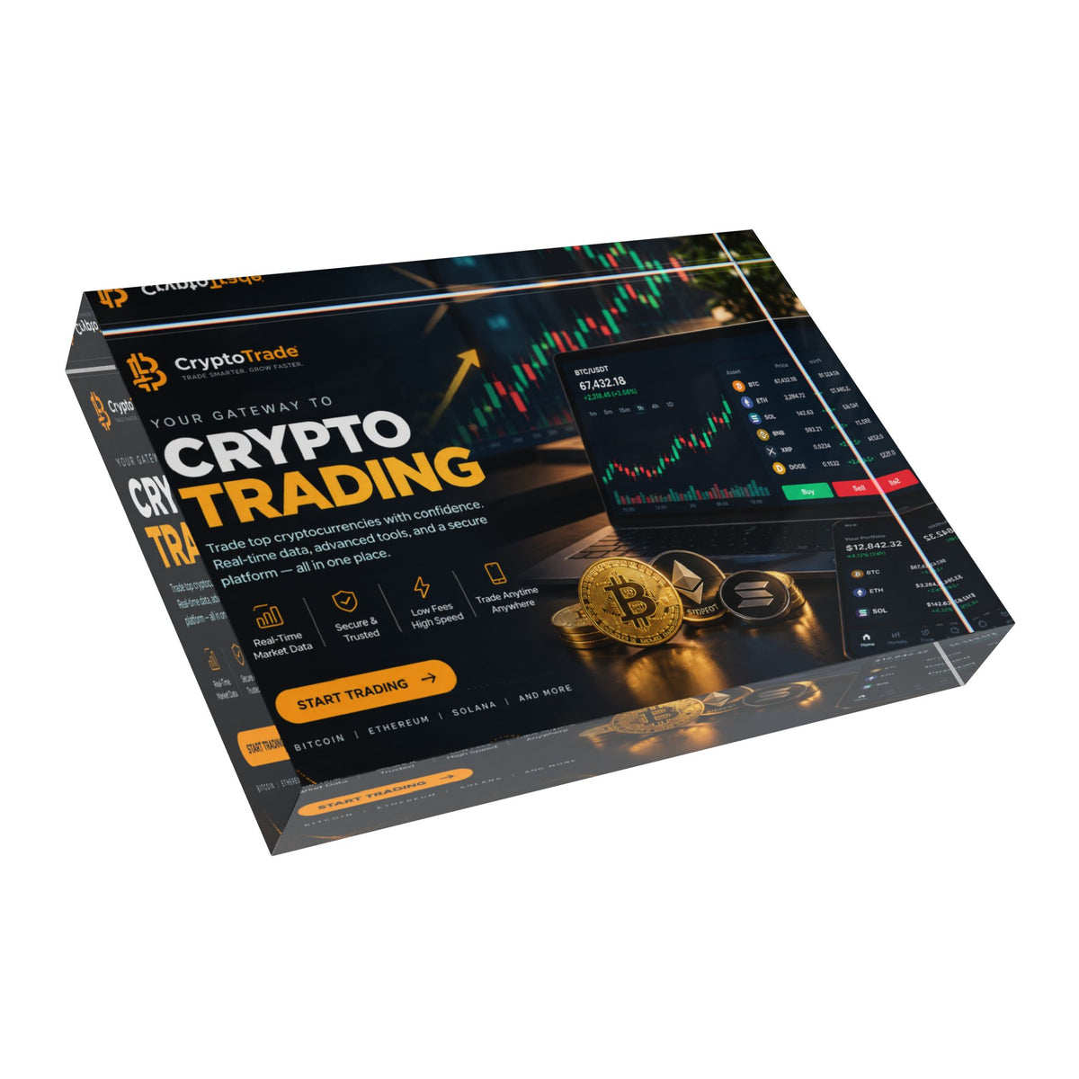Custom Printed Crypto Trading Photo Block - Mayon Finds