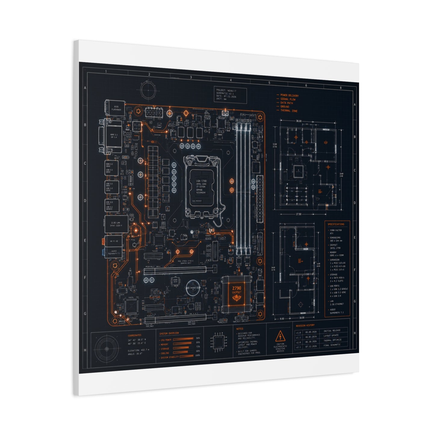 Custom Printed Circuit Board Matte Canvas Wall Art – 60 Sizes, Vertical, Horizontal & Square