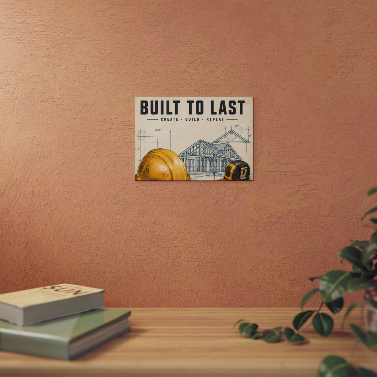 Custom Printed Built to Last Wall Art — Construction Blueprint Aluminum Panel - Mayon Finds