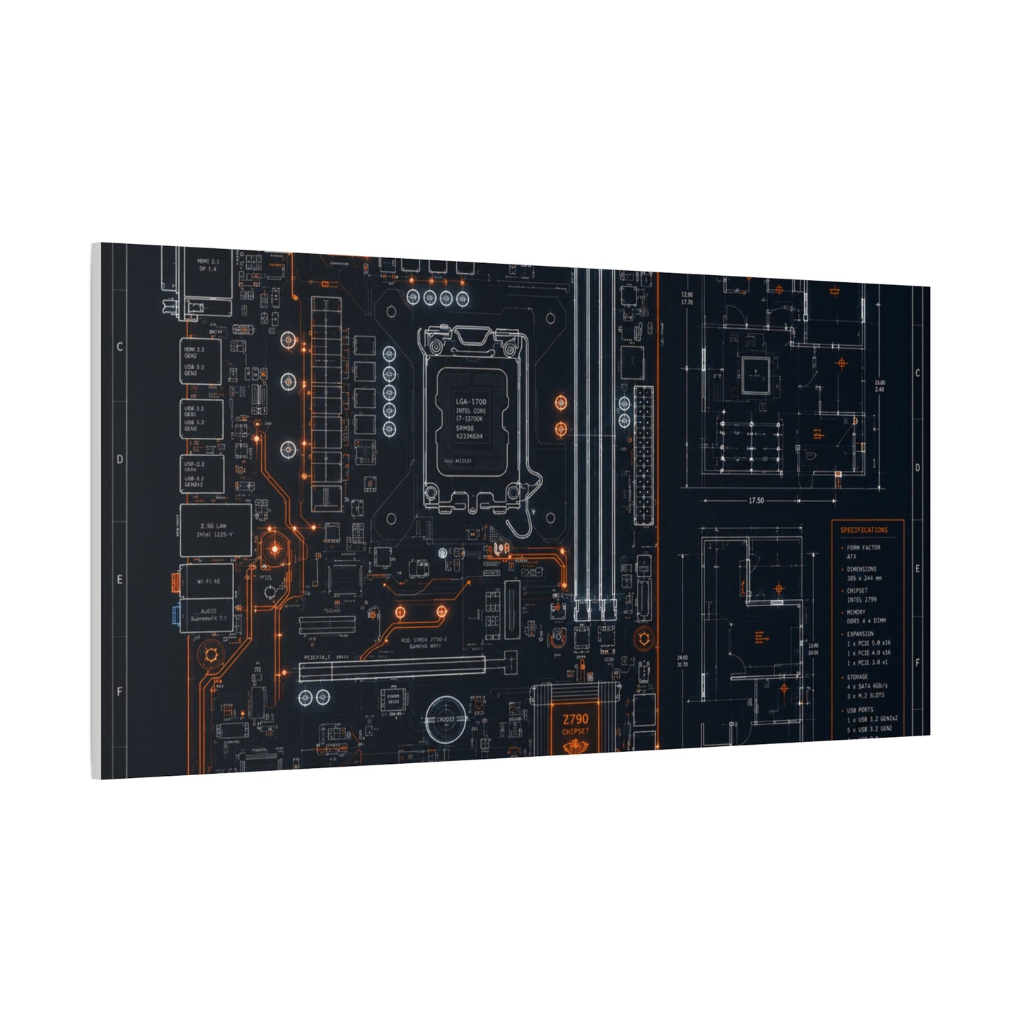 Custom Printed Circuit Board Matte Canvas Wall Art – 60 Sizes, Vertical, Horizontal & Square