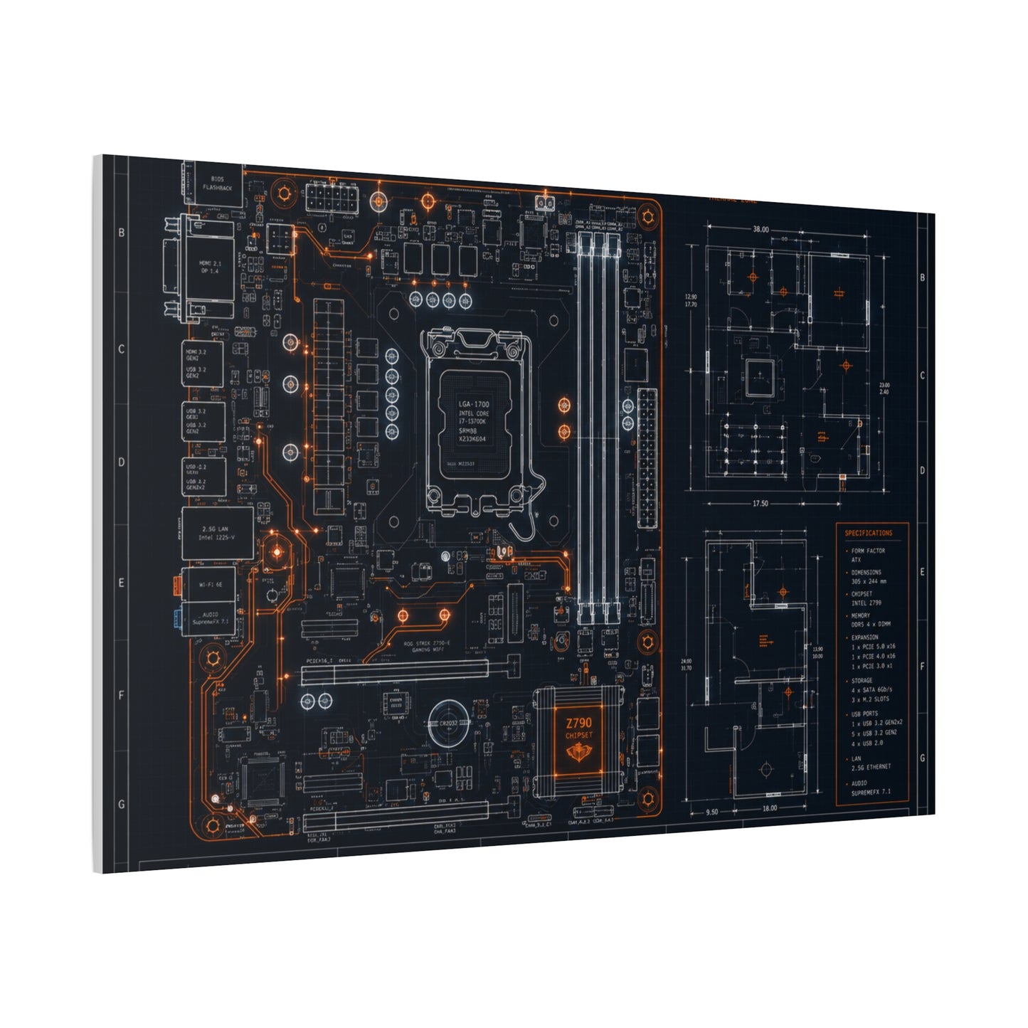 Custom Printed Circuit Board Matte Canvas Wall Art – 60 Sizes, Vertical, Horizontal & Square