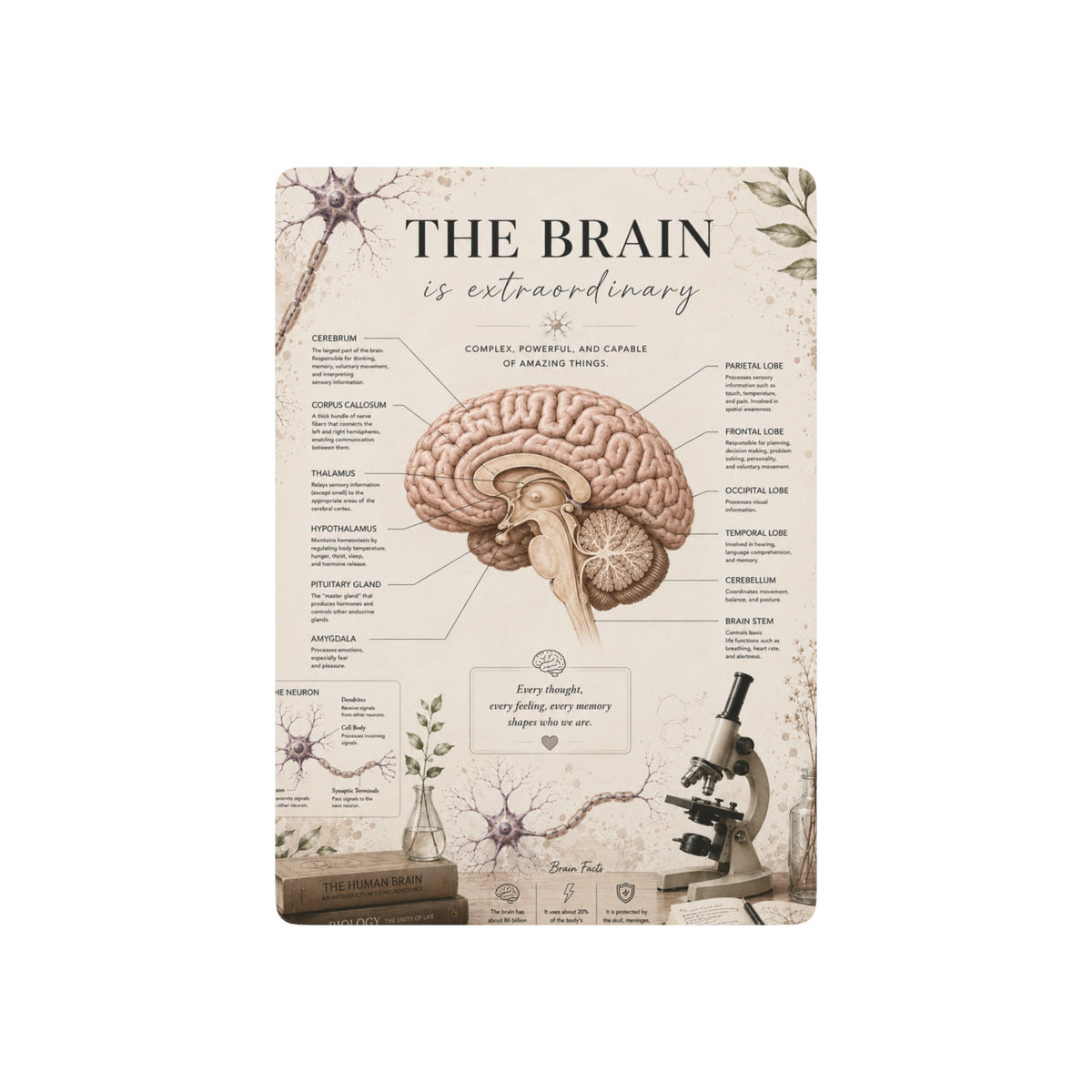 Custom Printed Anatomical Brain Poker Playing Cards – Vintage Medical Illustration Card Deck