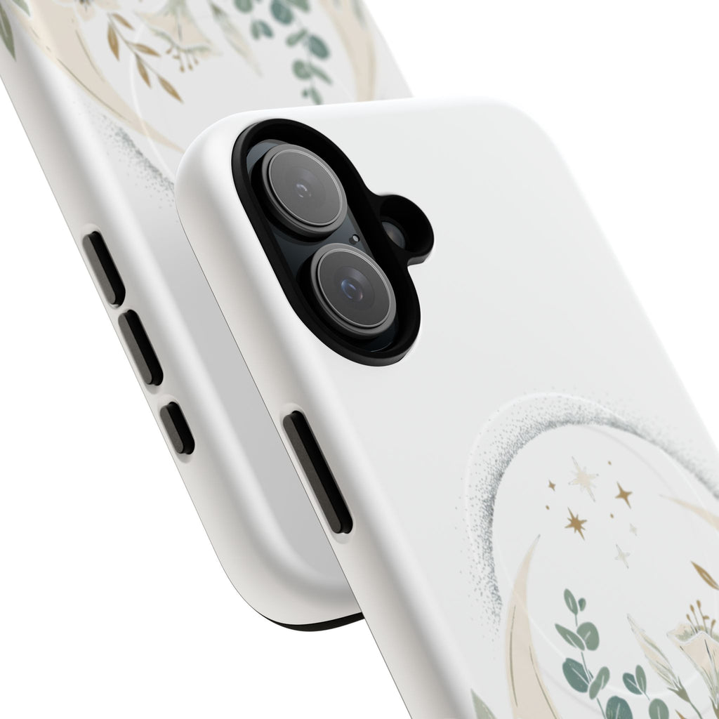 Floral Moon Magnetic Phone Case — Botanical iPhone Tough Case with Ring
