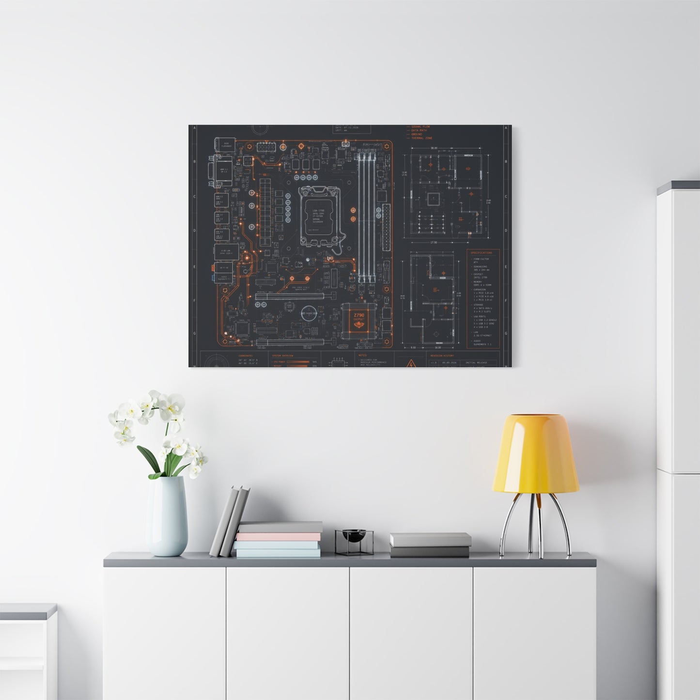 Custom Printed Circuit Board Matte Canvas Wall Art – 60 Sizes, Vertical, Horizontal & Square