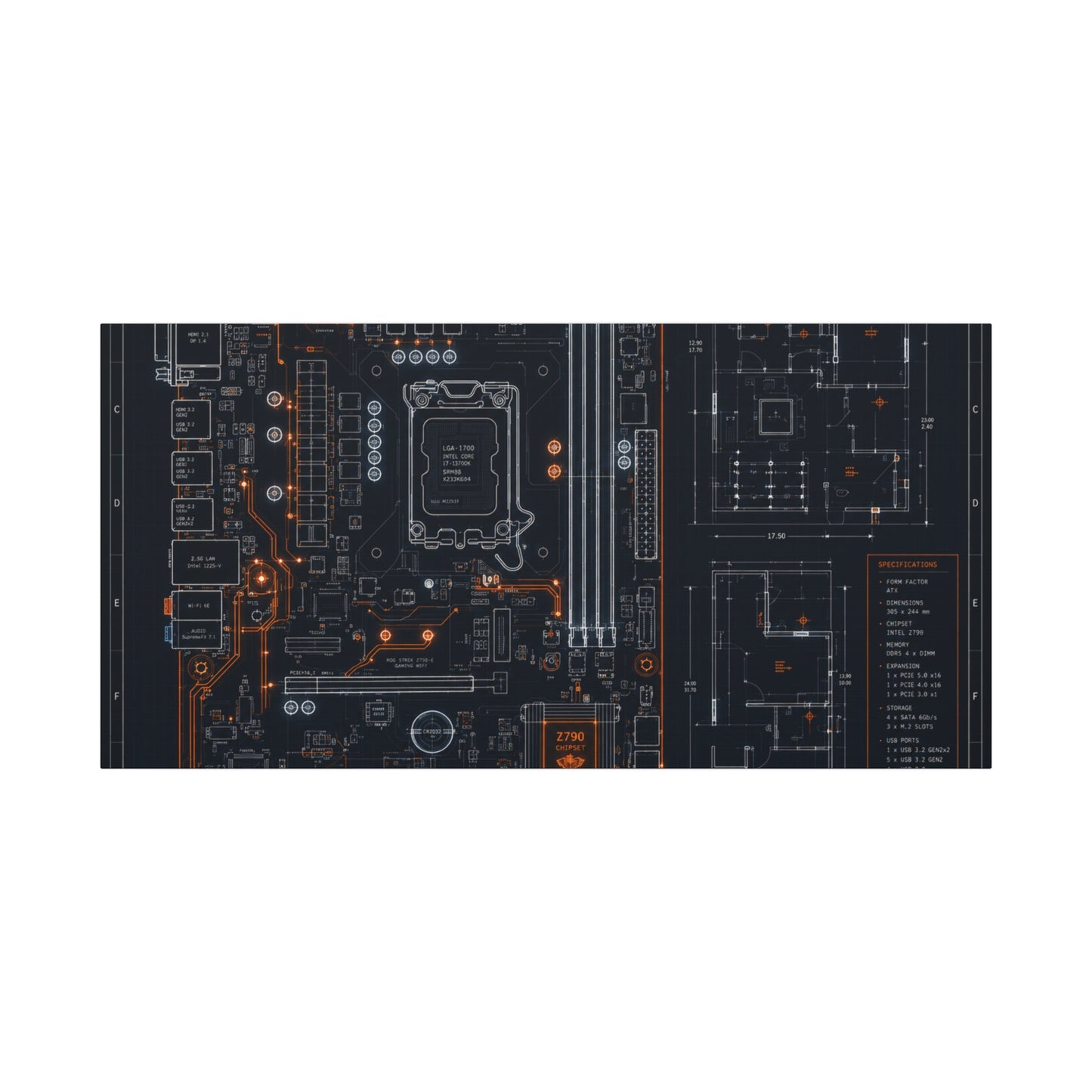 Custom Printed Circuit Board Matte Canvas Wall Art – 60 Sizes, Vertical, Horizontal & Square