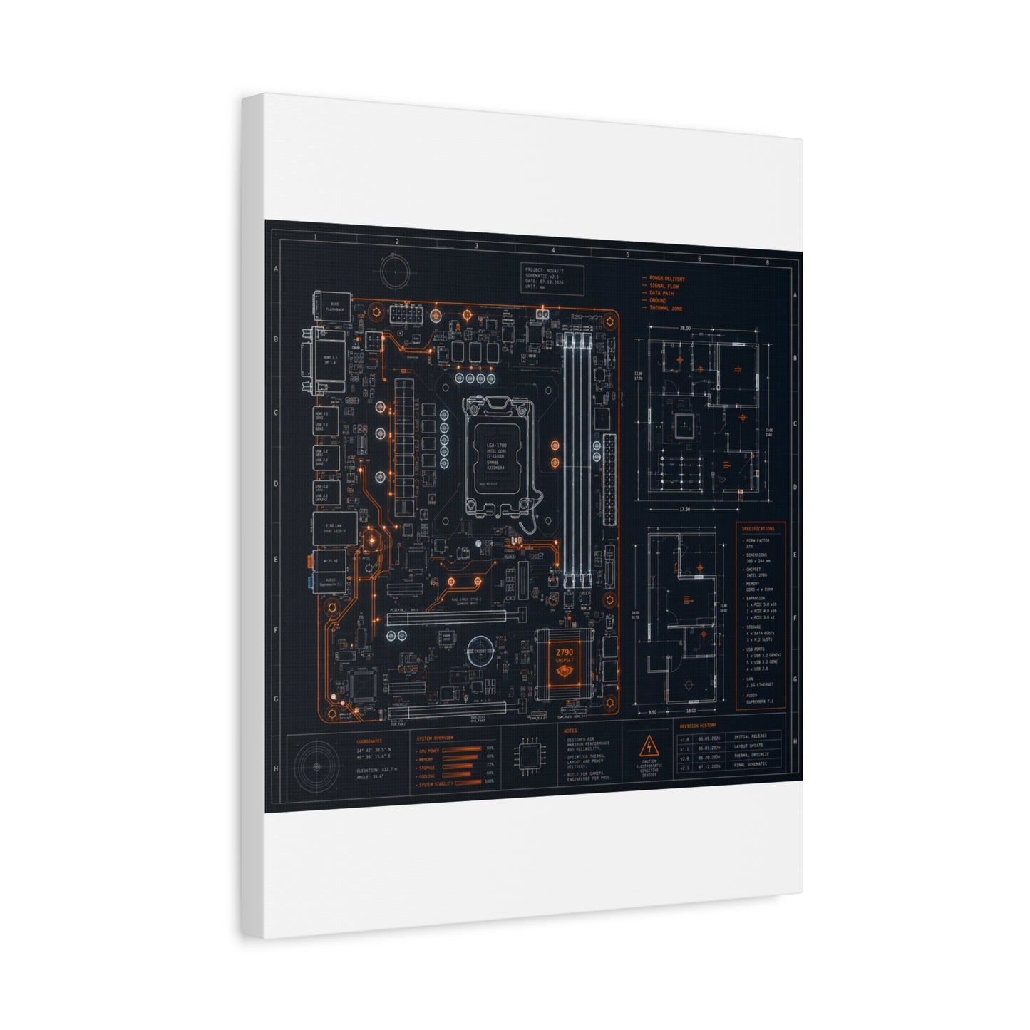 Custom Printed Circuit Board Matte Canvas Wall Art – 60 Sizes, Vertical, Horizontal & Square
