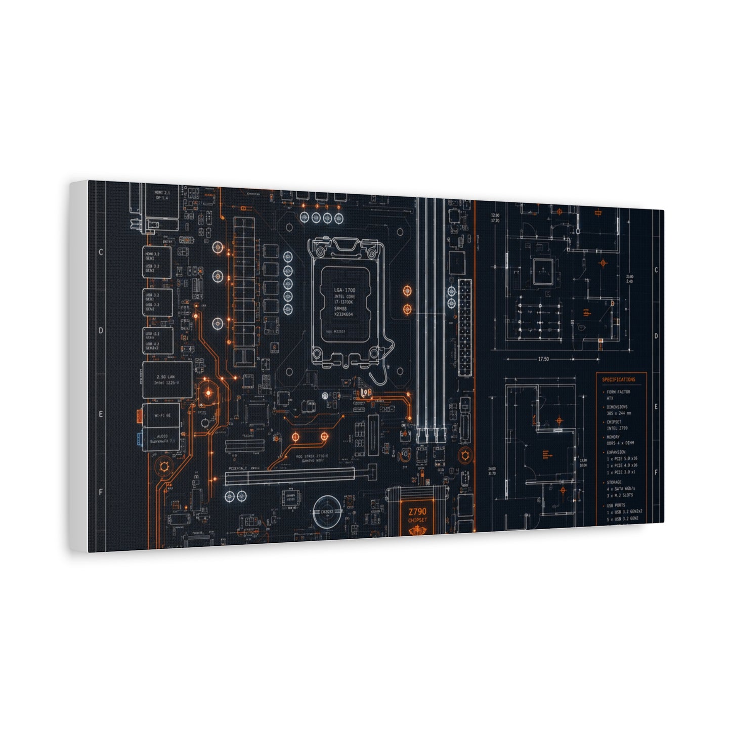 Custom Printed Circuit Board Matte Canvas Wall Art – 60 Sizes, Vertical, Horizontal & Square