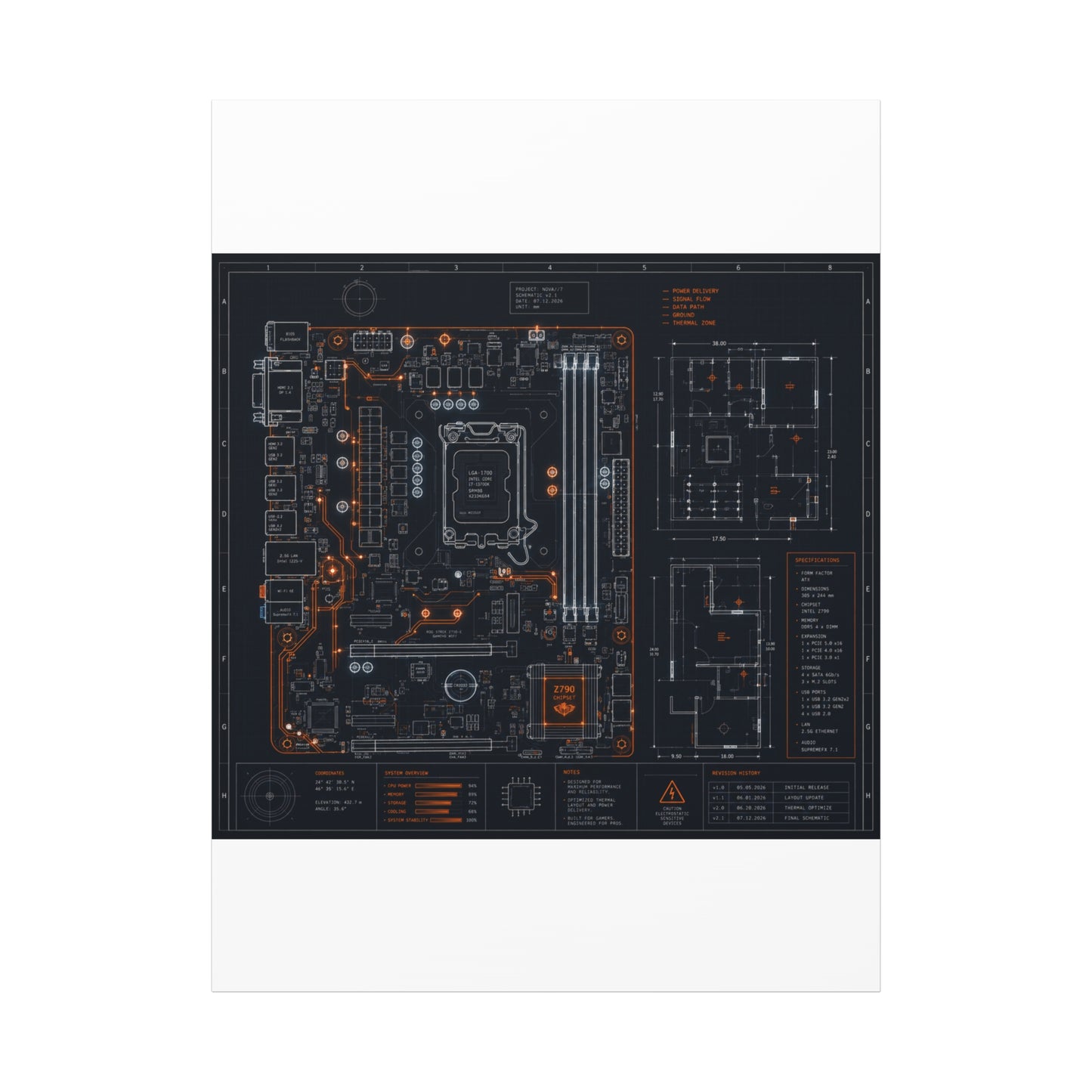 Custom Printed Circuit Board Matte Canvas Wall Art – 60 Sizes, Vertical, Horizontal & Square